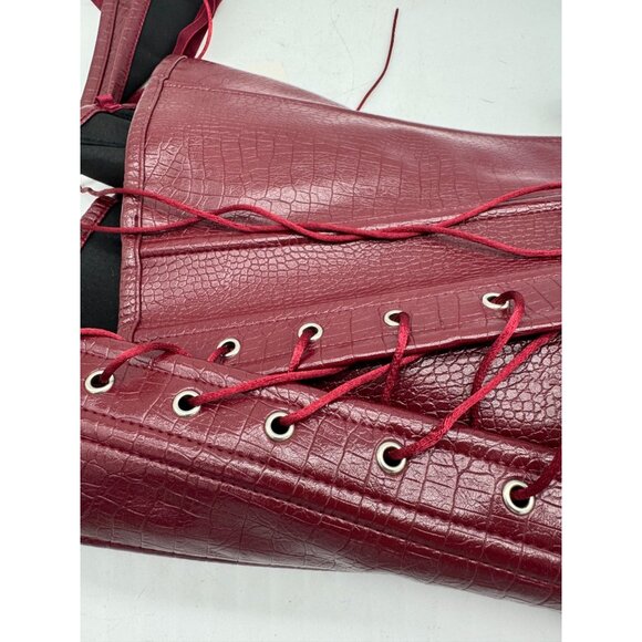 Charmian Womens Irresistible Fashion Corset Thong Matching Set Sz S Red Croc NWT - Picture 12 of 13